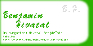 benjamin hivatal business card